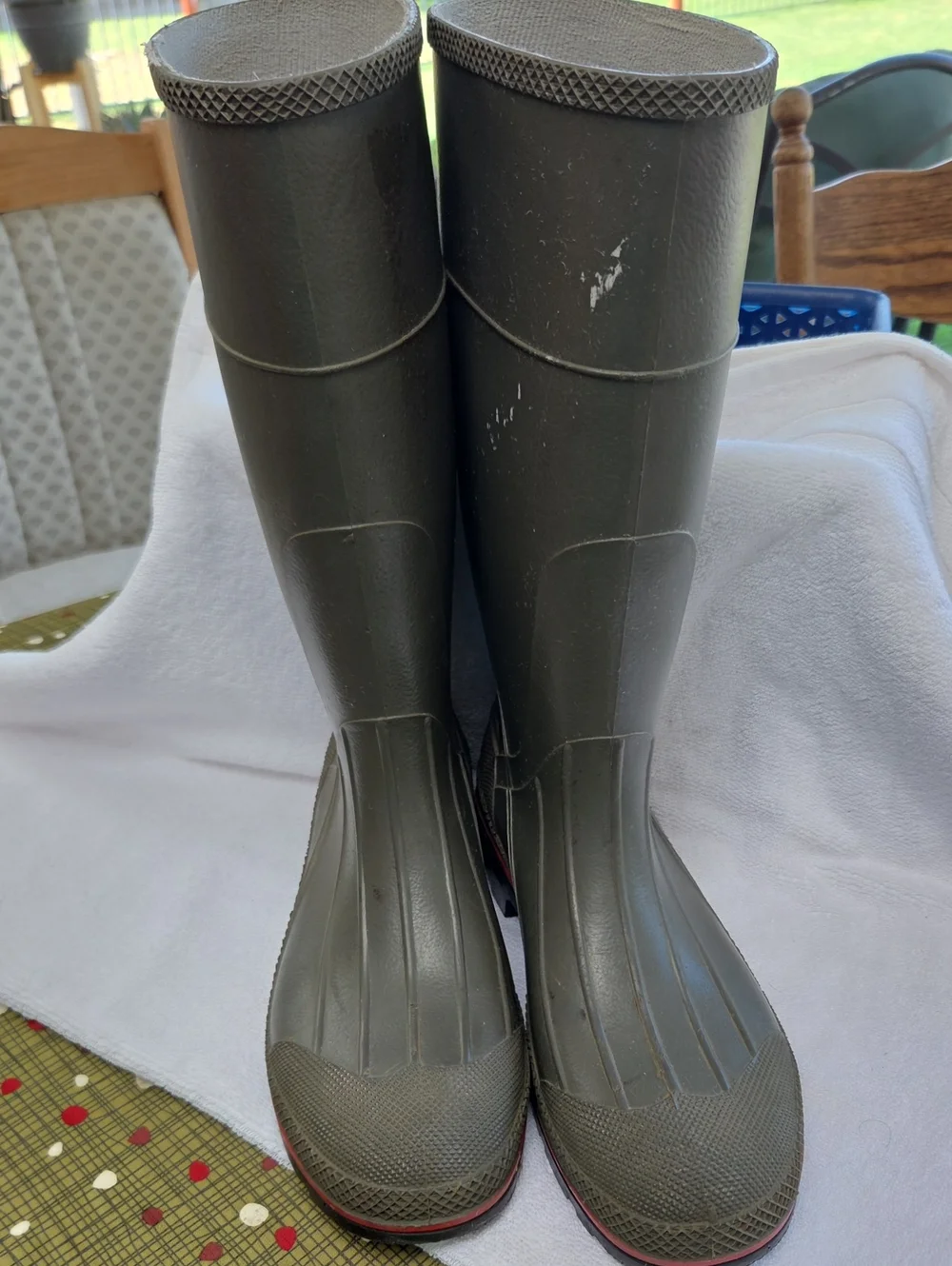 Men's Olive Green Waterproof Knee-High Rain Boots Sz 11